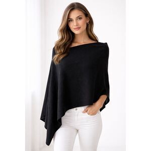 Claudia Nichole Cashmere Poncho Topper Black One size